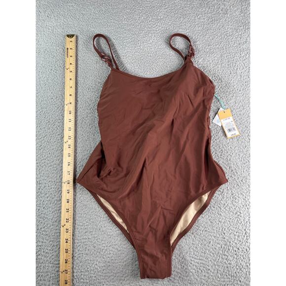 Kona Sol Swimsuit Womens Large Brown Padded Accent One Piece Medium Coverage NWT - Picture 5 of 9
